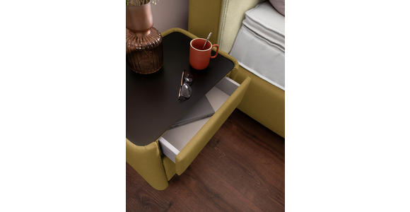 BOXSPRINGBETT 180/200 cm  in Creme, Senfgelb  - Senfgelb/Creme, Design, Textil/Metall (180/200cm) - Johann Jakob