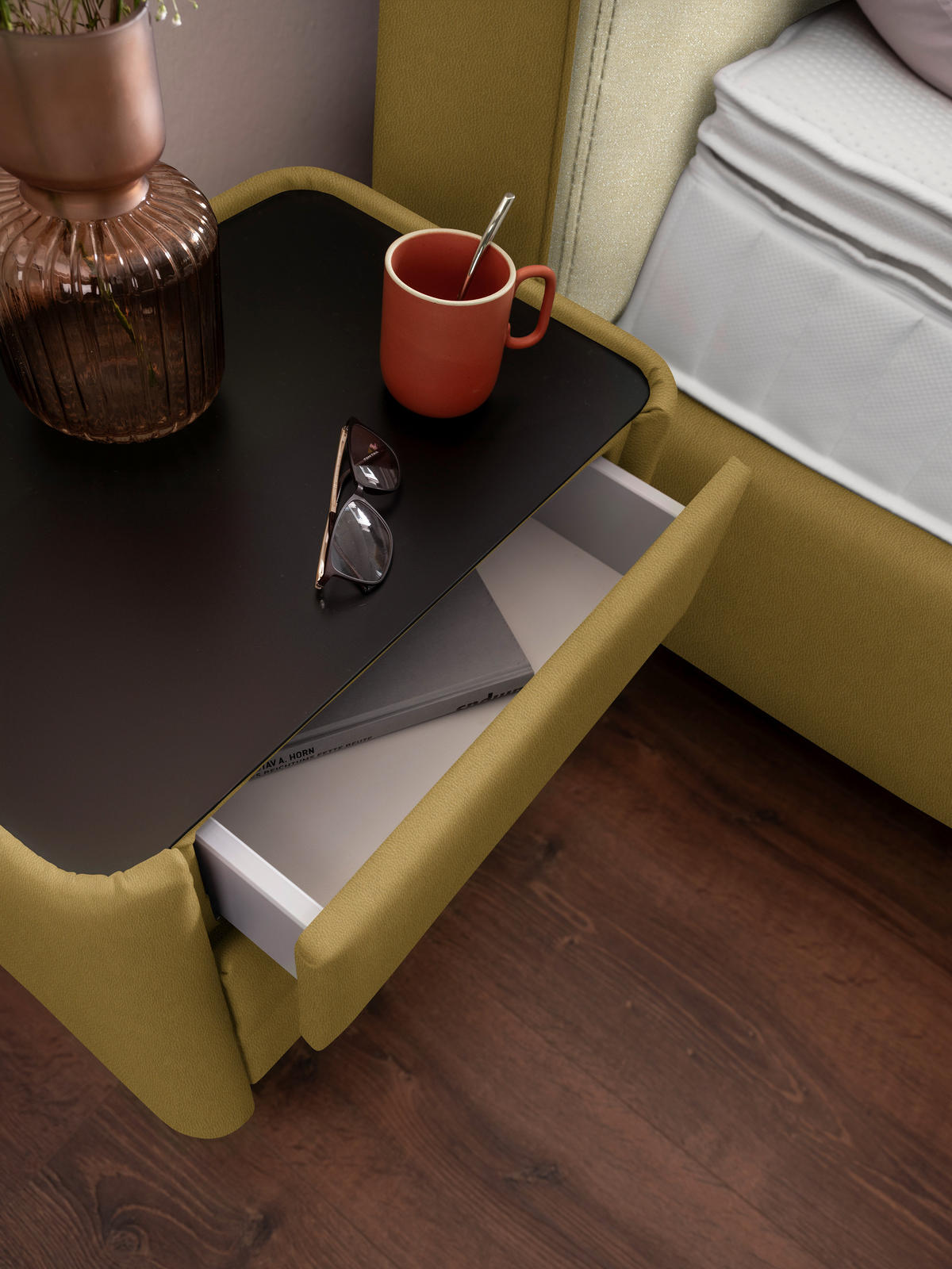 BOXSPRINGBETT 180/200 cm  in Creme, Senfgelb  - Senfgelb/Creme, Design, Textil/Metall (180/200cm) - Johann Jakob