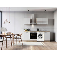 KÜCHENBLOCK 220 cm   in Weiß  - Edelstahlfarben/Eichefarben, Basics, Glas/Holzwerkstoff (220cm) - Respekta