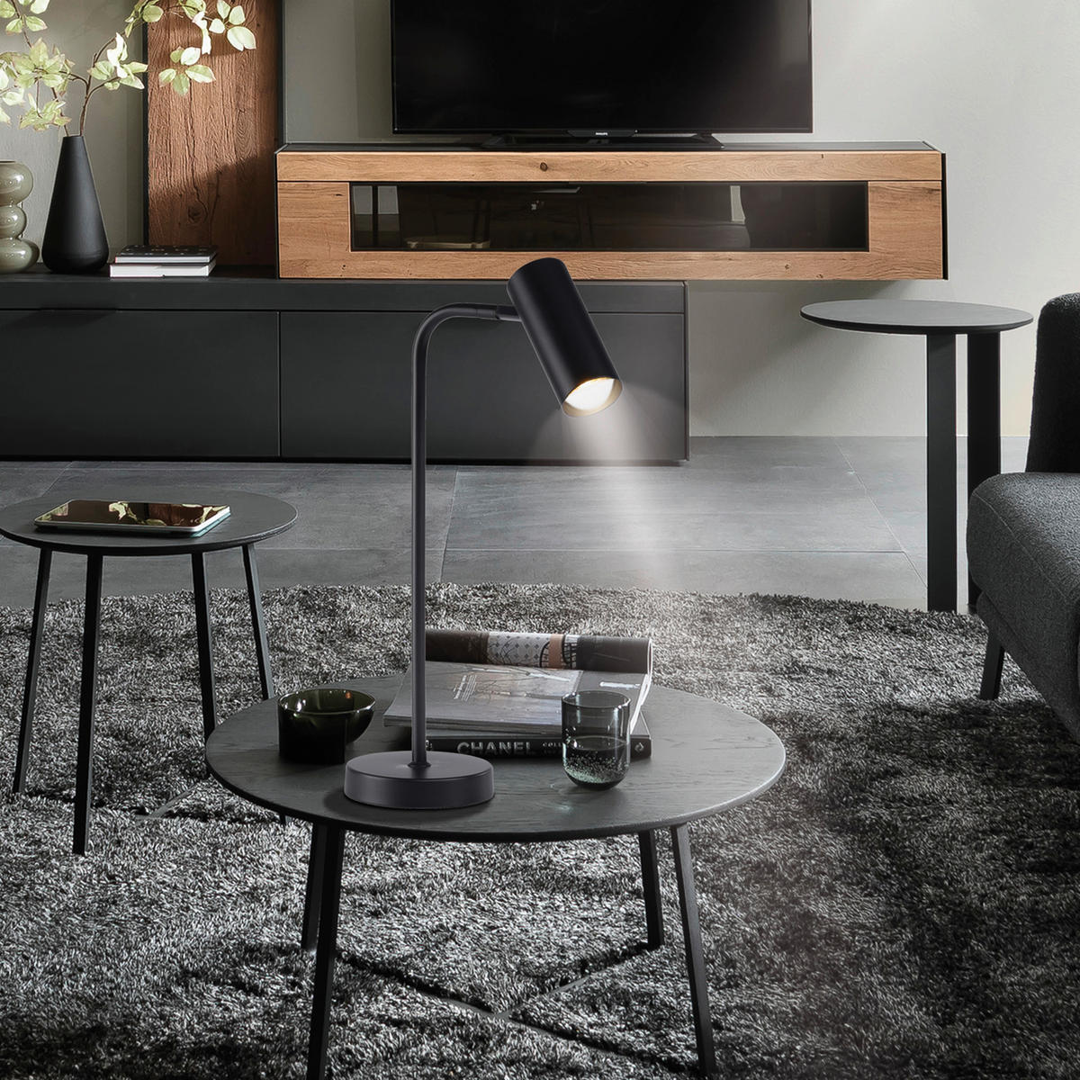 LED-TISCHLEUCHTE 12/47,5 cm   - Schwarz, KONVENTIONELL, Kunststoff/Metall (12/47,5cm) - Schöner Wohnen