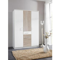 OMARA S KLASIČNIMI VRATI, bela, barve hrasta  - srebrne barve/barve hrasta, Design, umetna masa/leseni material (135/199/58cm) - Boxxx