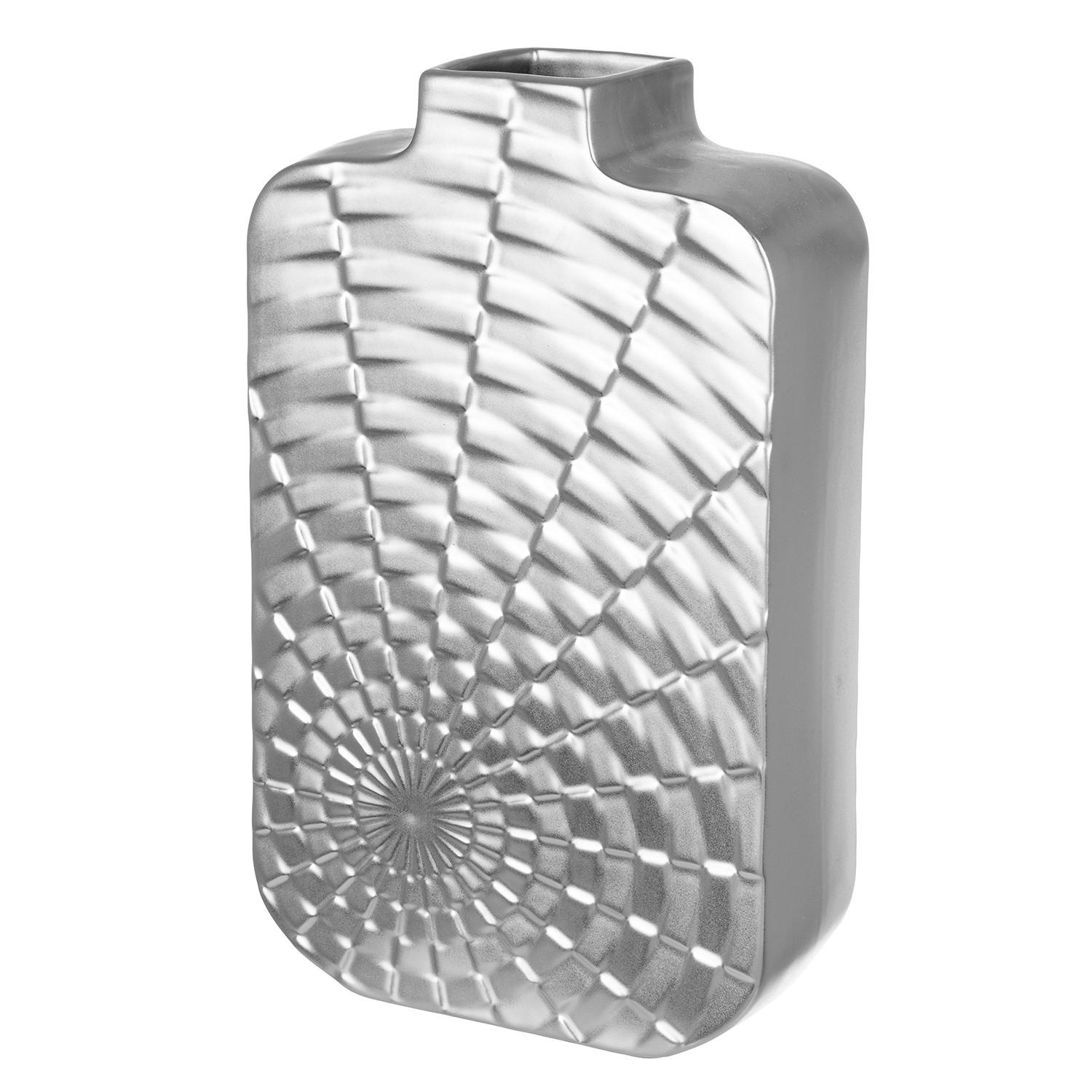 VASE  - Silberfarben, Basics, Keramik (19/30/8cm)