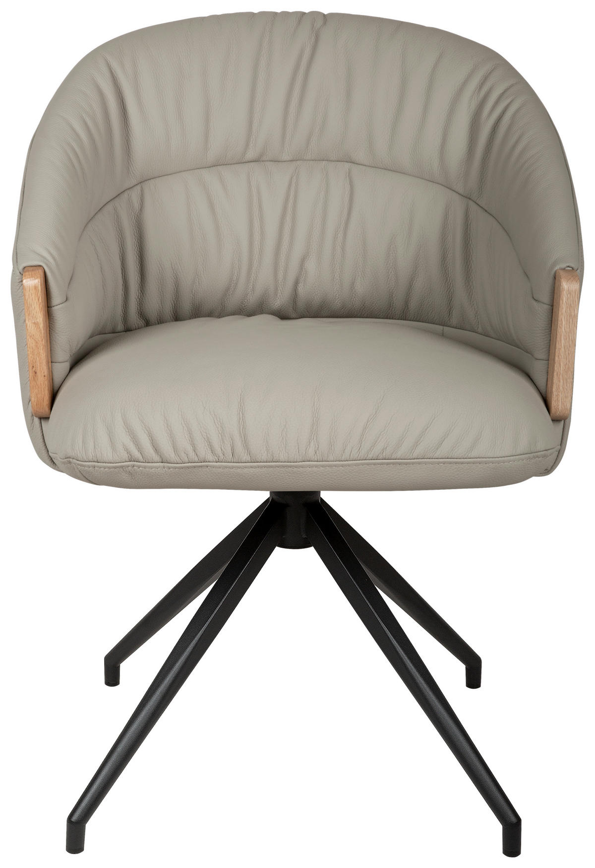 ARMLEHNSTUHL  Sitzfläche 360° drehbar, automatische Rückholfunktion  Echtleder  - Beige/Schwarz, Design, Leder/Holz (61/84/62cm) - Valnatura