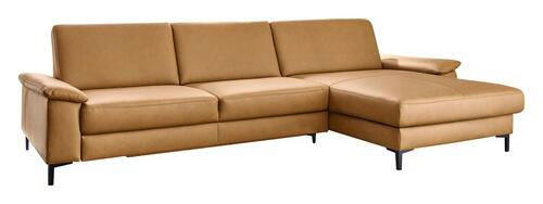 ECKSOFA Currygelb Echtleder  - Currygelb/Schwarz, Design, Leder/Metall (334/175cm) - Dieter Knoll
