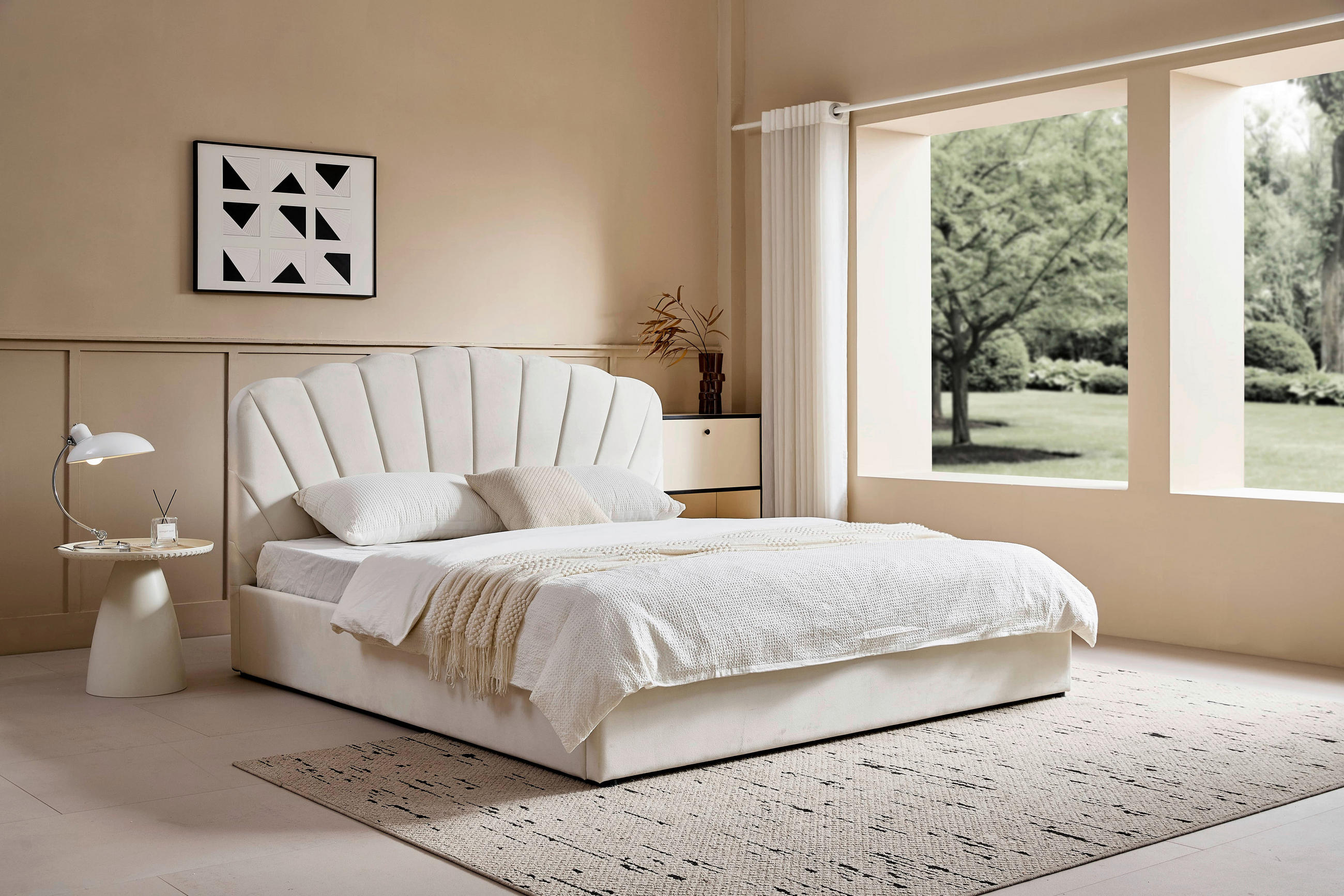 POLSTERBETT Lattenrost, Bettkasten 180/200 cm  in Beige  - Beige/Schwarz, Trend, Holz/Kunststoff (180/200cm) - Ambia Home