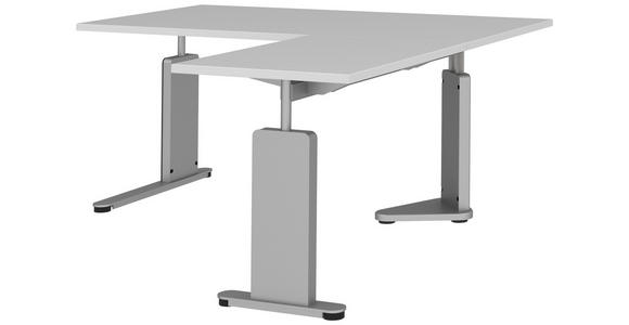 ECKSCHREIBTISCH 160/160/68-82 cm in Weiß, Alufarben - Alufarben/Weiß, Design, Holzwerkstoff/Metall (160/160/68-82cm) - Moderano