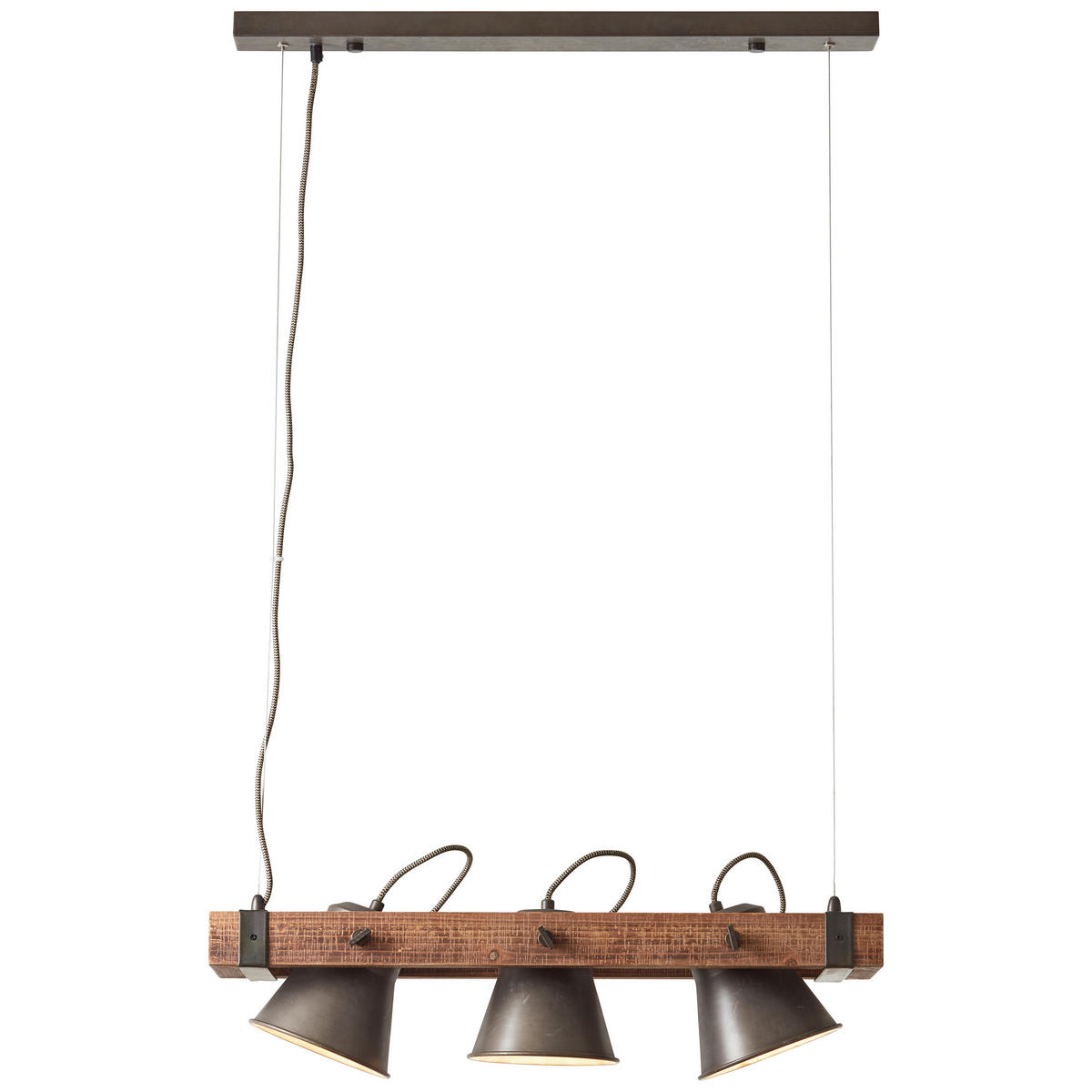 Hängeleuchte  70/115 cm   - Schwarz, Design, Holz/Metall (70/115cm) - Brilliant