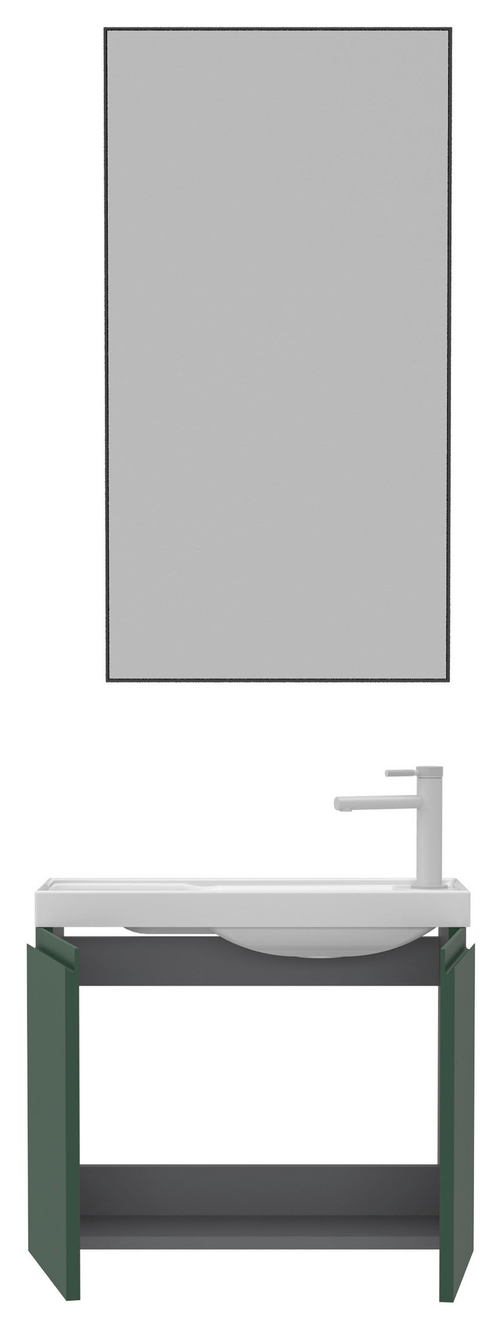 BADEZIMMER 3-teilig  in  - Weiß Hochglanz/Grün, MODERN, Keramik/Holzwerkstoff (60/140/22cm) - MID.YOU