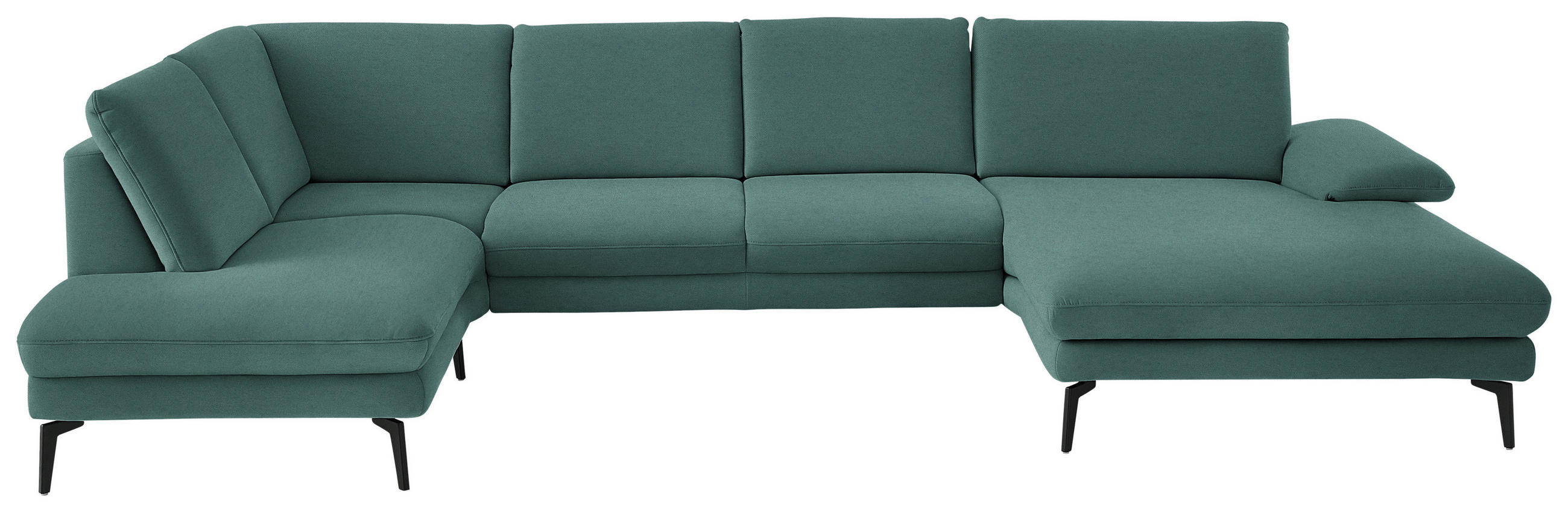 WOHNLANDSCHAFT  in Chenille, Flachgewebe Opal  - Opal/Schwarz, Design, Textil/Metall (208/344/180cm) - Dieter Knoll