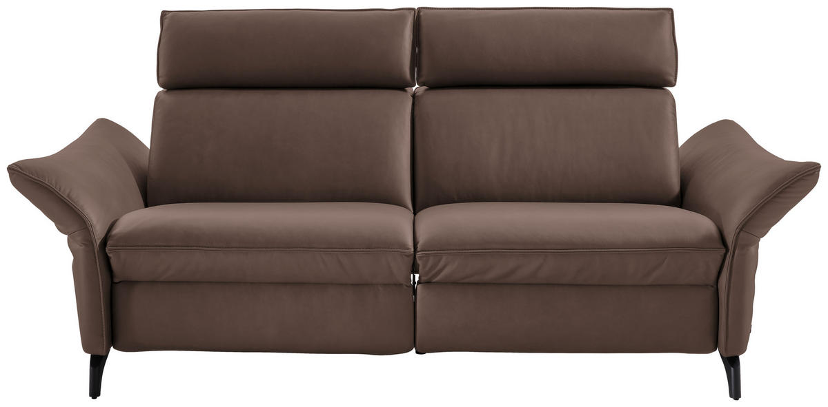 2,5-SITZER Echtleder Dunkelbraun  - Anthrazit/Dunkelbraun, Design, Leder/Metall (194/94/95cm) - Himolla
