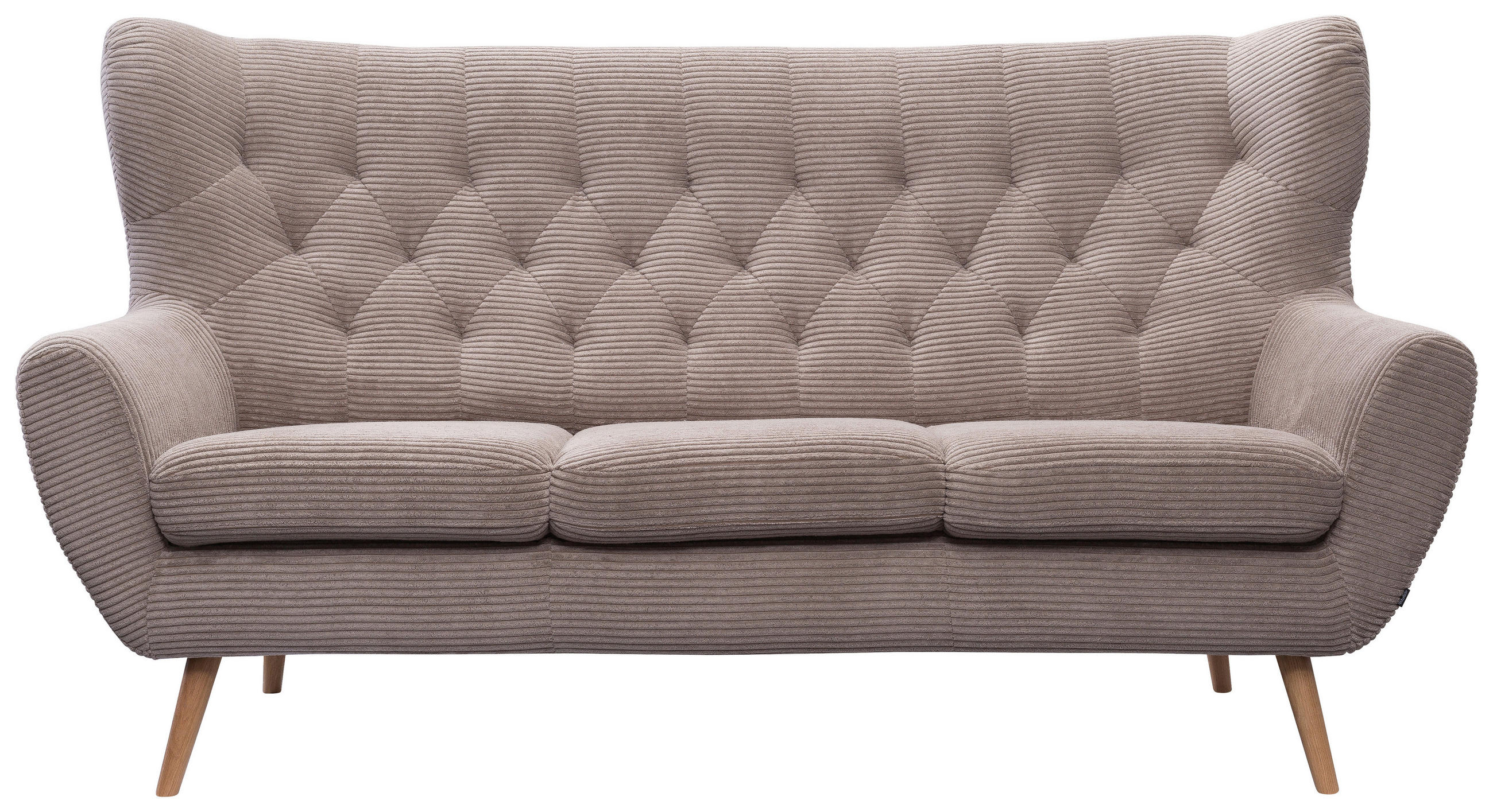 3-SITZER-SOFA Cord Cappuccino  - Cappuccino, Design, Holz/Textil (187/101/95cm) - Stylife