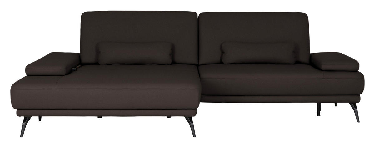 ECKSOFA JOOP! STUDIO in Echtleder Schwarzbraun  180/301 cm  - Schwarzbraun/Schwarz, KONVENTIONELL, Leder/Metall (180/301cm) - Joop!