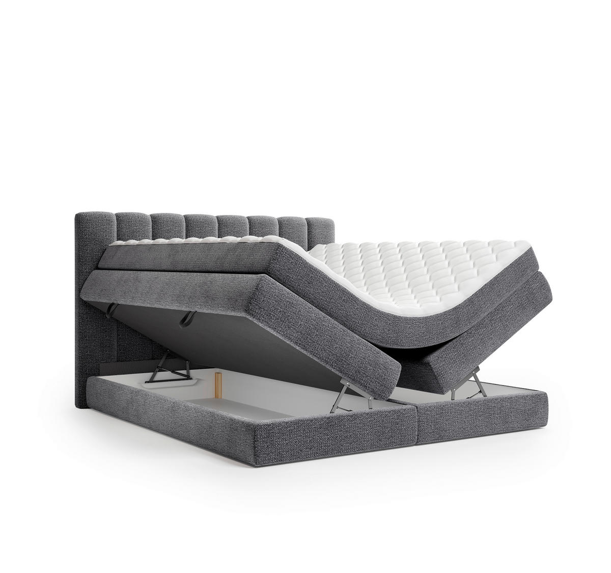BOXSPRINGBETT 180/200 cm,  in Anthrazit, Bettkasten, Matratzen, H2 + H3 = mittel + fest  - Anthrazit/Schwarz, KONVENTIONELL, Kunststoff/Textil (180/200cm) - Carryhome