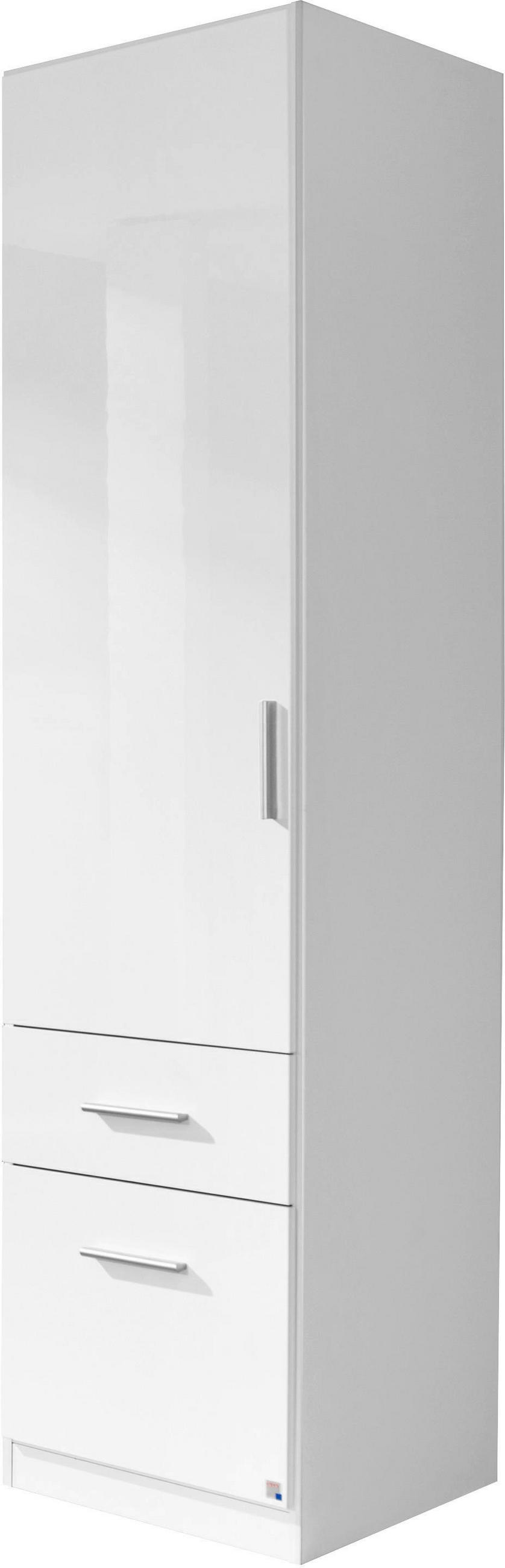 DREHTÜRENSCHRANK 1-türig Weiß, Weiß Hochglanz - Weiß Hochglanz/Alufarben, KONVENTIONELL, Kunststoff (47/197/54cm) - Carryhome