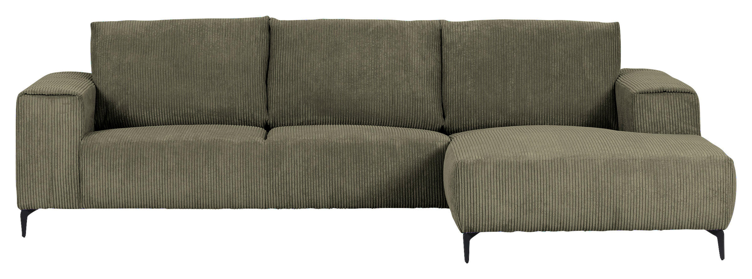 ECKSOFA Dunkelgrün Cord  - Dunkelgrün/Schwarz, KONVENTIONELL, Textil/Metall (285/170cm) - Carryhome