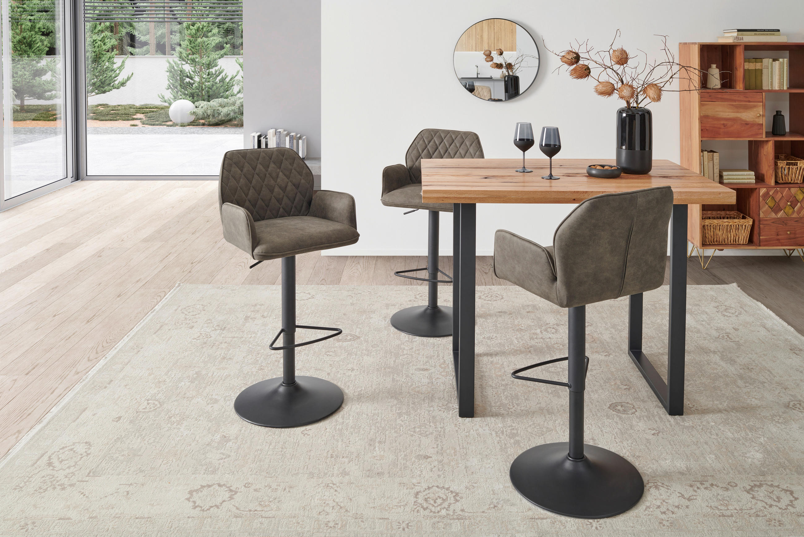 BARHOCKER in Metall, Textil Grau, Schwarz  - Schwarz/Grau, KONVENTIONELL, Textil/Metall (51/90-111/52cm) - MID.YOU