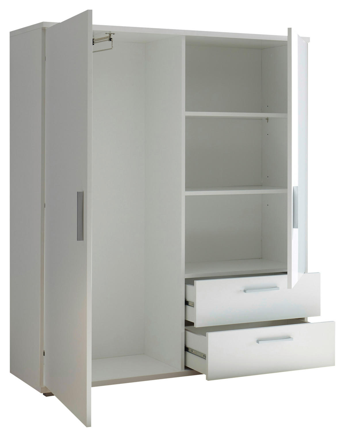 HIGHBOARD , 120/140/38 cm, 2 Schublade(n)  - Alufarben/Weiß, KONVENTIONELL, Holzwerkstoff/Kunststoff (120/140/38cm) - Carryhome