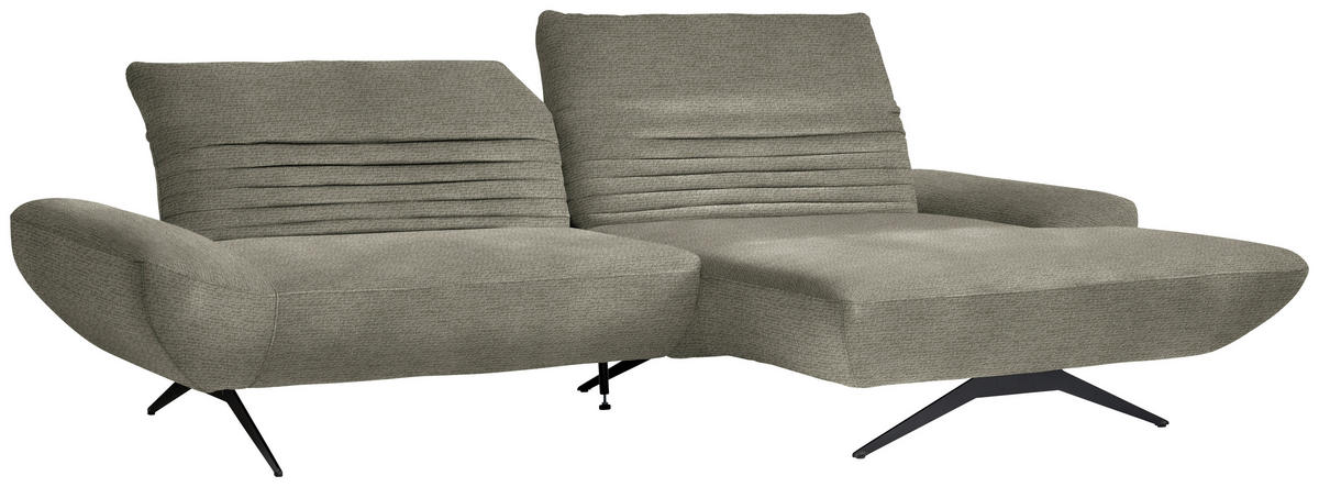 ECKSOFA in Chenille Graubraun  280/170-195 cm  - Graubraun/Schwarz, Design, Textil/Metall (280/170-195cm) - Dieter Knoll