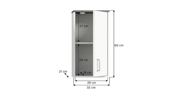 HÄNGESCHRANK 32/60/21 cm - Silberfarben/Weiß, MODERN, Holzwerkstoff/Kunststoff (32/60/21cm) - Xora