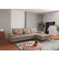 ECKSOFA in Flachgewebe Taupe  - Taupe/Schwarz, Konventionell, Textil/Metall (279/185cm) - Sit & More