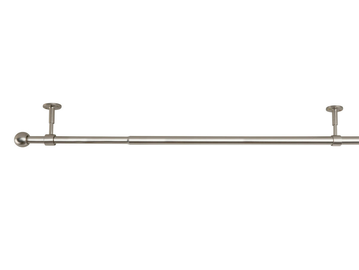 VORHANGSTANGENSET   - Grau Hochglanz, Basics, Metall (120/8/3.3cm)