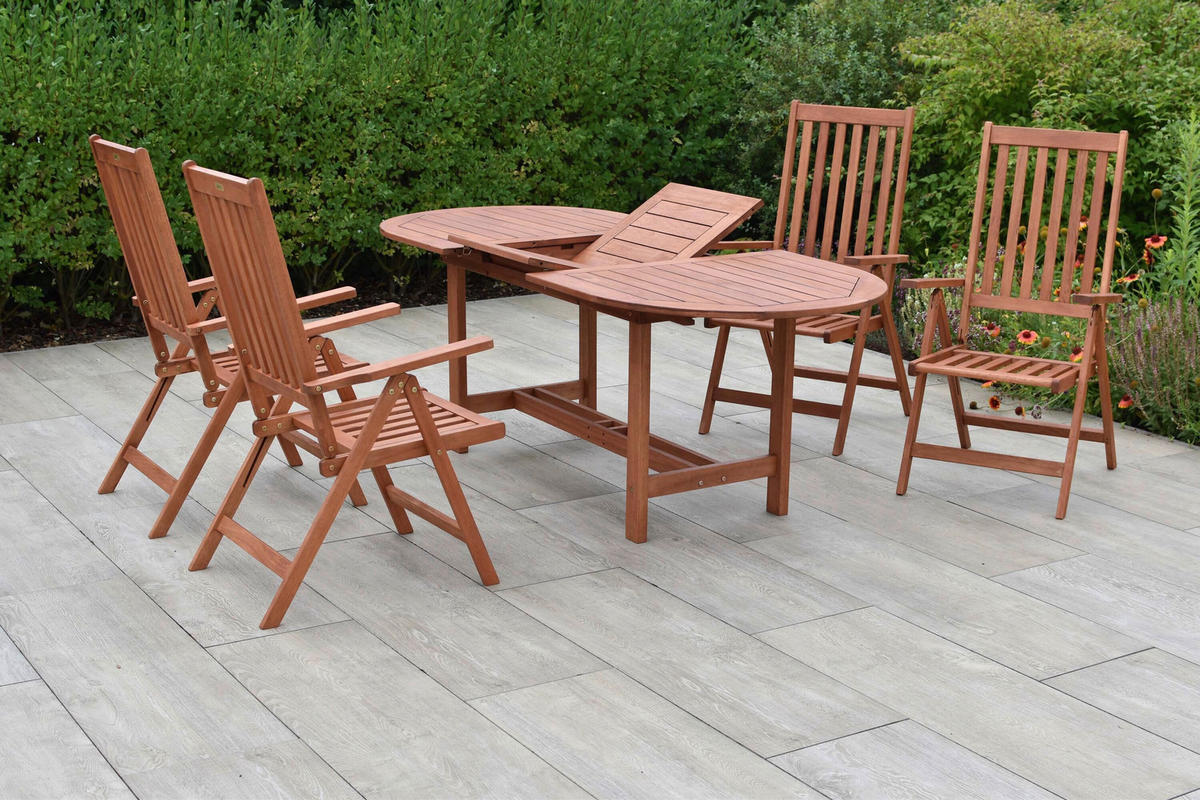 GARTENTISCHGRUPPE  - Eukalyptusholzfarben/Grau, KONVENTIONELL, Holz/Textil - Gardenson