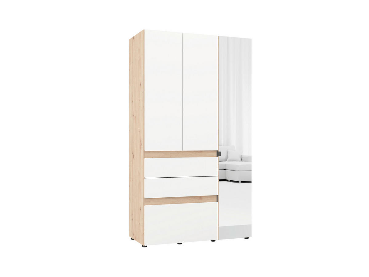 ORMAR ZA ODJEĆU bijela, hrast Artisan   - bijela/hrast Artisan, Moderno, staklo/drvni materijal (117/52/207,5cm)