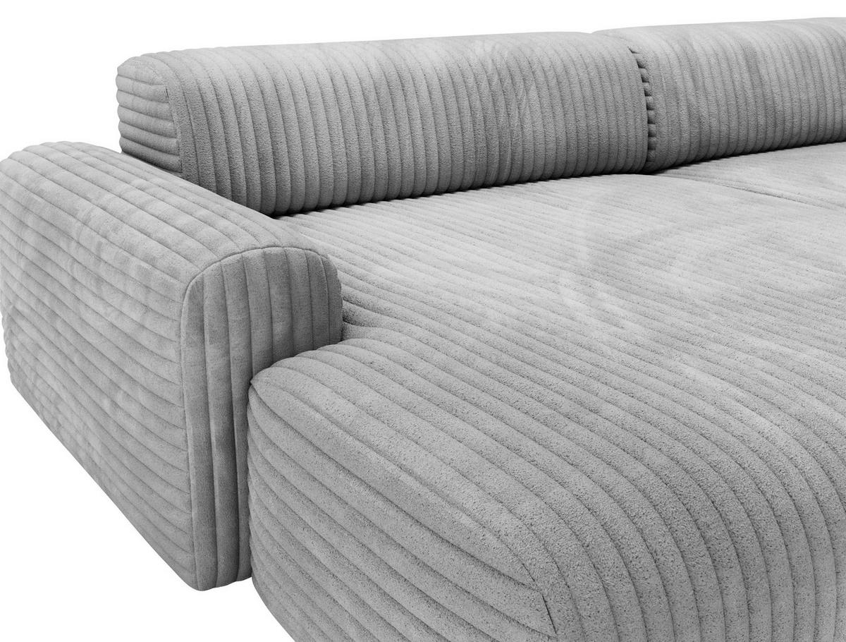 ECKSOFA in Cord Grau  - Schwarz/Grau, Design, Kunststoff/Textil (178/292cm) - Livetastic