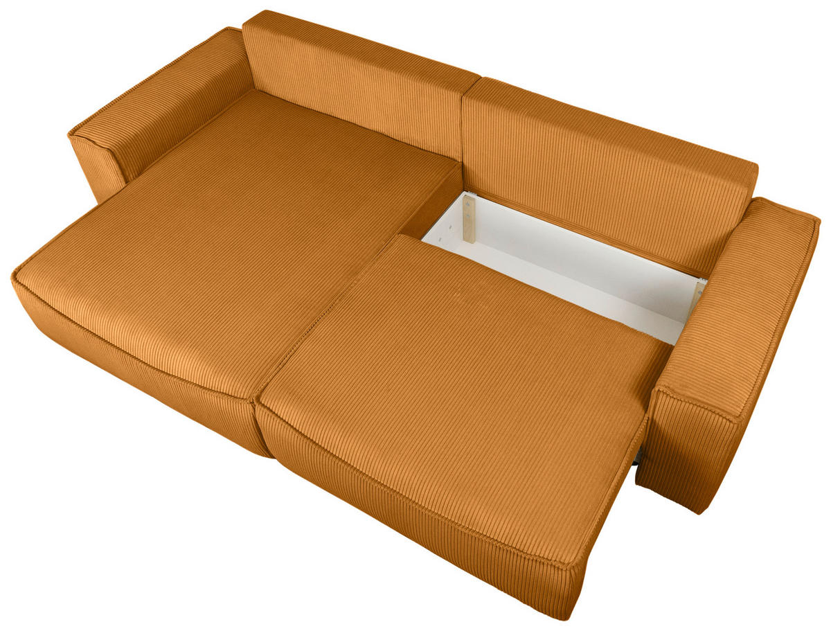 ECKSOFA Kupferfarben Cord  - Schwarz/Kupferfarben, KONVENTIONELL, Kunststoff/Textil (148/265cm) - Carryhome
