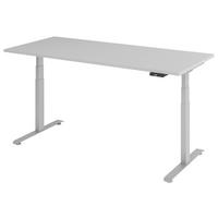 SCHREIBTISCH 180/80/64,5-129,5 cm Grau, Silberfarben elektrisch höhenverstellbar  - Silberfarben/Grau, KONVENTIONELL, Holzwerkstoff/Metall (180/80/64,5-129,5cm) - Venda
