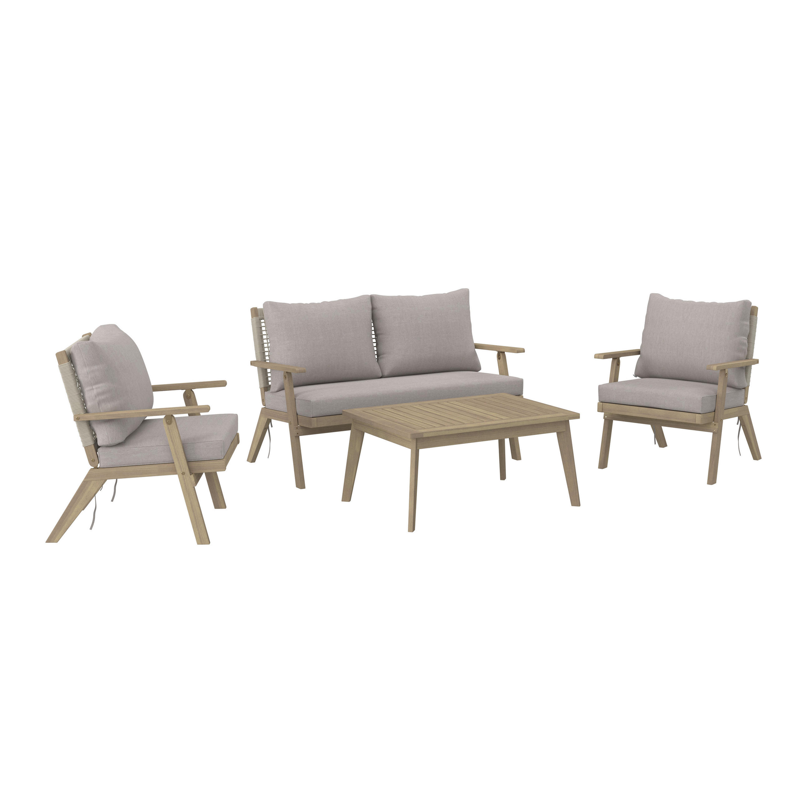 KERTI BÚTORSZETT  - akácia színű/szürke, Modern, textil/fa (0cm) - Ambia Garden