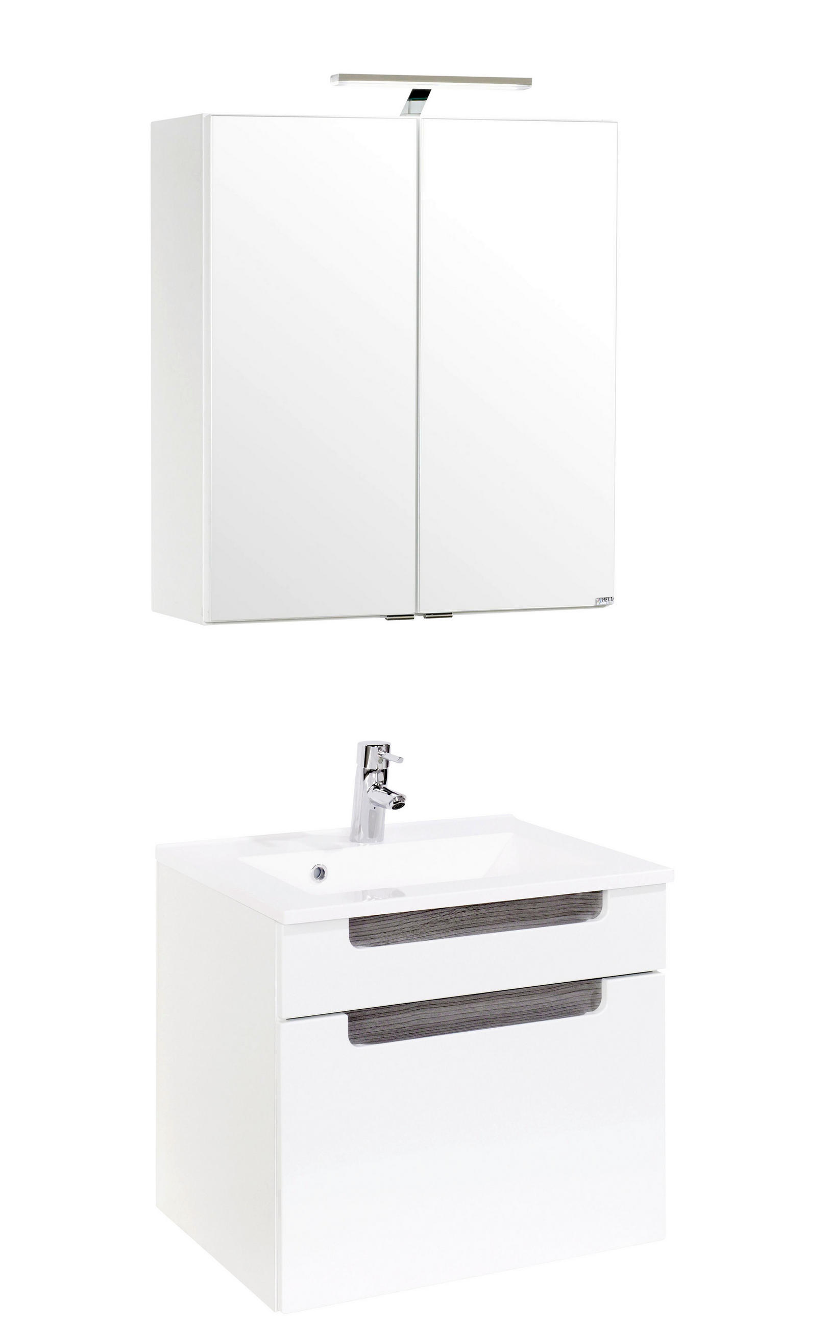 BADEZIMMER  in 60 cm  - Weiß/Silbereichenfarben, MODERN, Holzwerkstoff/Stein (60cm) - Held