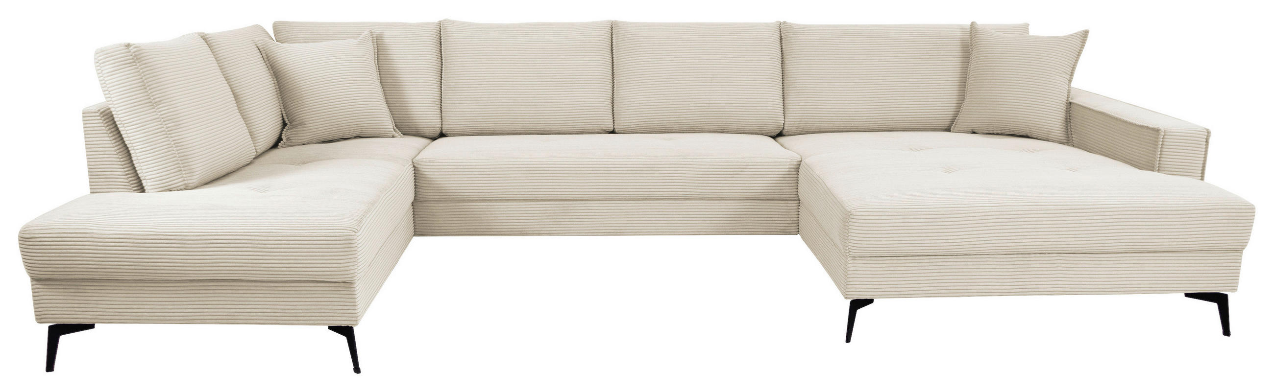 WOHNLANDSCHAFT ZERO Creme Cord  - Creme/Schwarz, Trend, Textil/Metall (195/362/173cm) - Livetastic