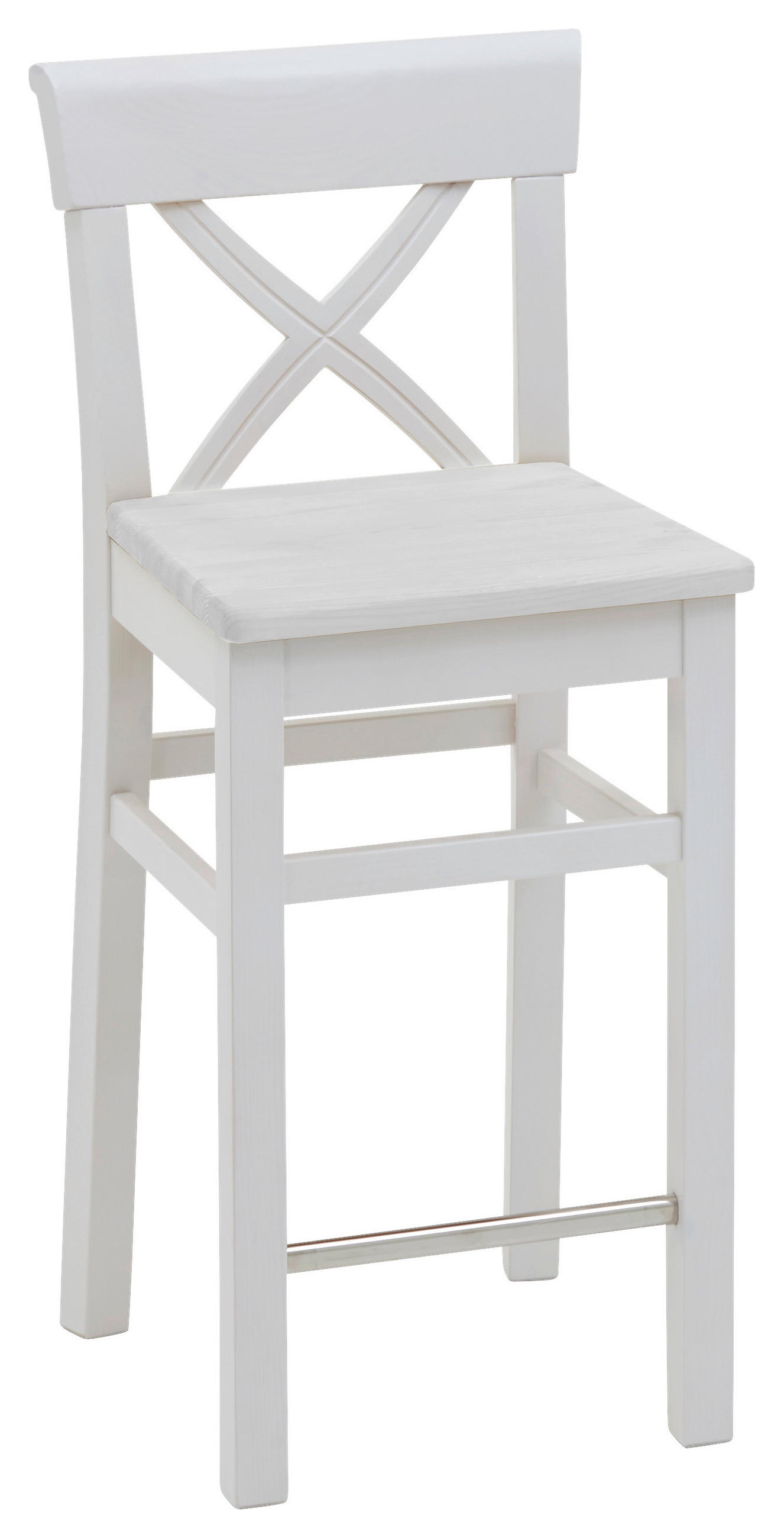 BARHOCKER Weiß Kiefer massiv  - Weiß, ROMANTIK / LANDHAUS, Holz (43,5/96/44cm) - Boxxx