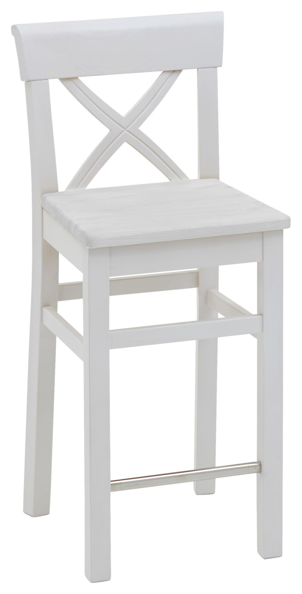 BARHOCKER Weiß Kiefer massiv  - Weiß, ROMANTIK / LANDHAUS, Holz (43,5/96/44cm) - Boxxx