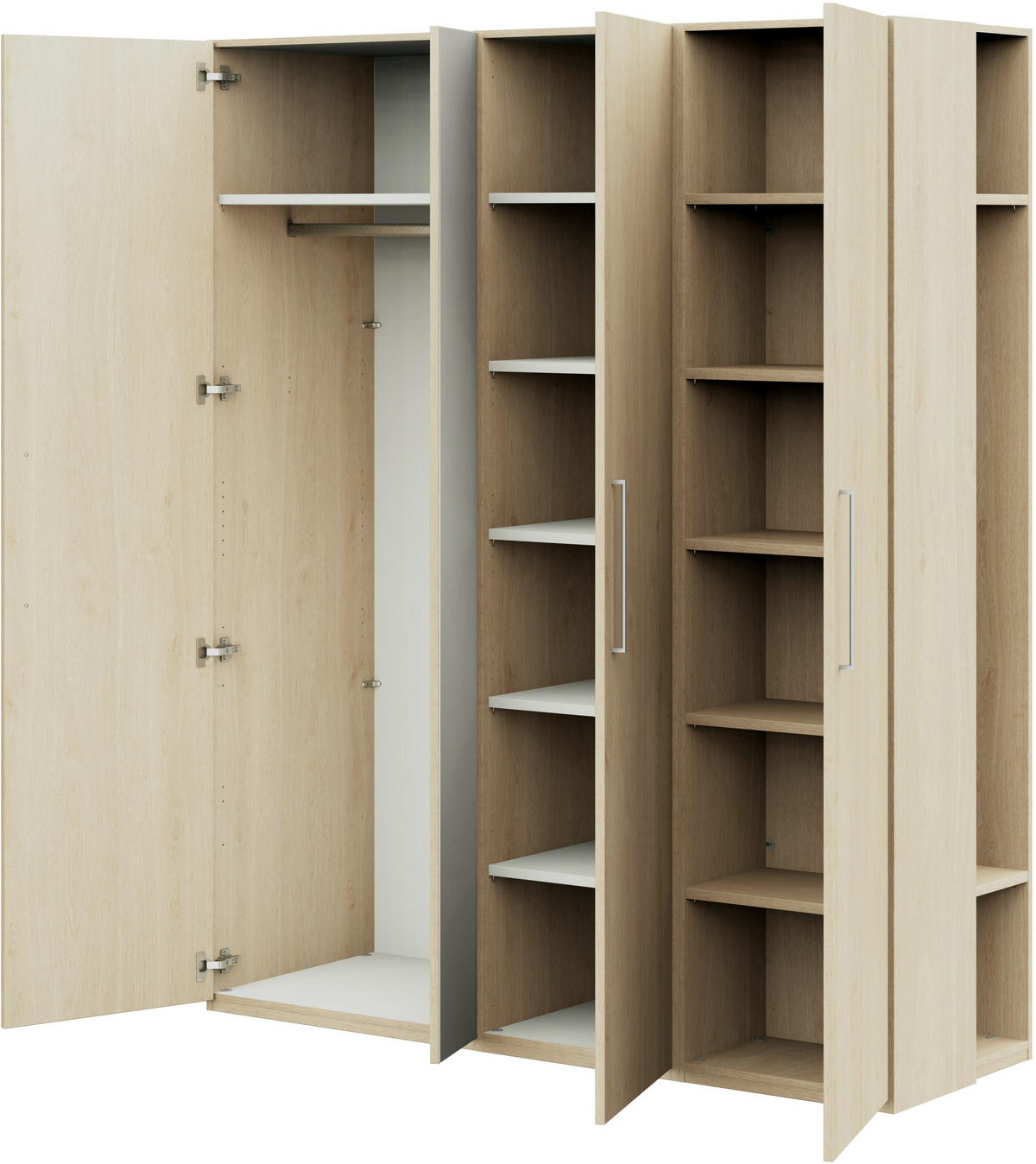 KLEIDERSCHRANK in Eichefarben  - Edelstahlfarben/Eichefarben, Design, Glas/Holzwerkstoff (177,6/213,6/59,3cm) - Cantus