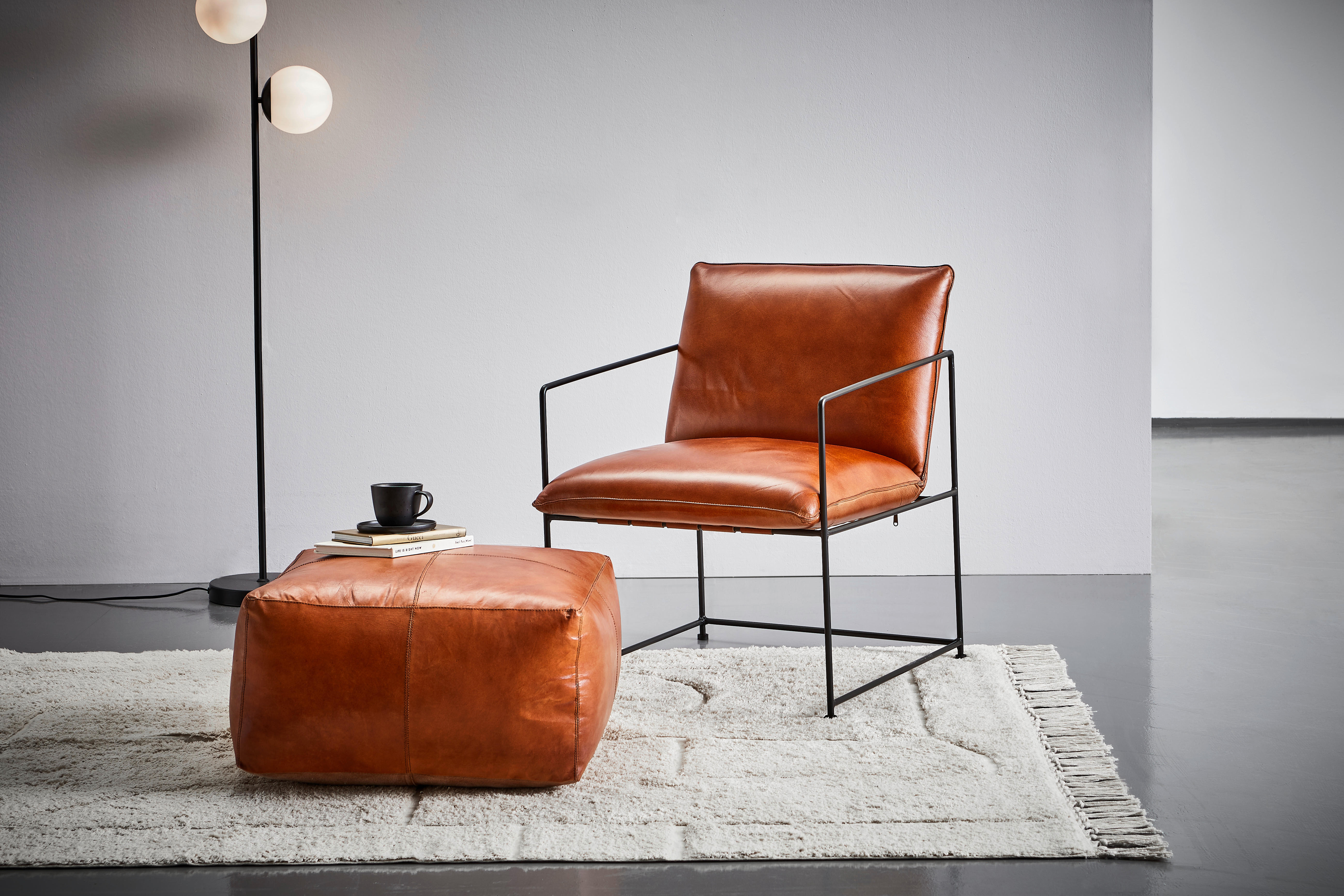 SESSEL Echtleder Braun    - Schwarz/Braun, MODERN, Leder/Metall (58/80/69cm) - Livetastic