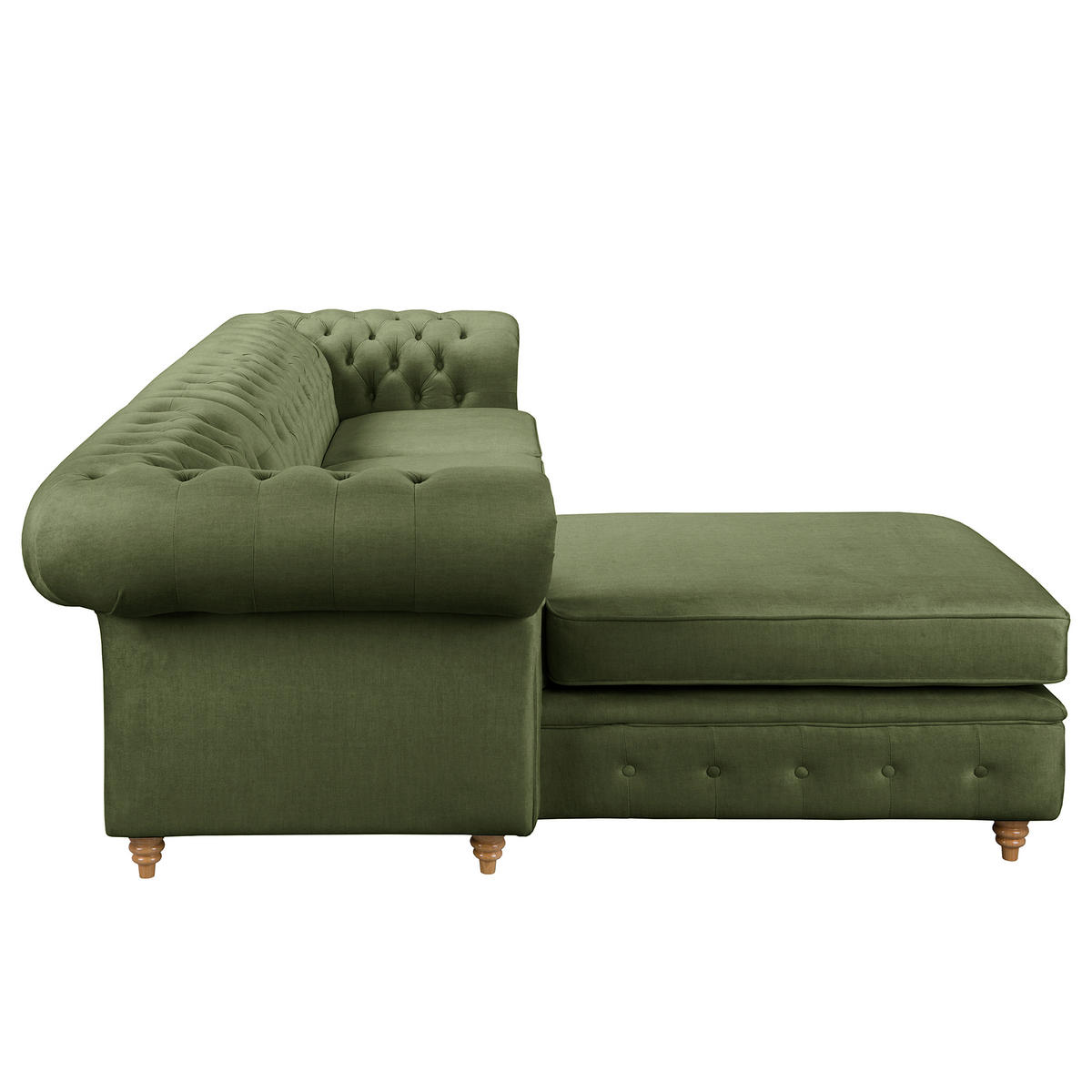 ECKSOFA Mikrofaser Dunkelgrün  - Dunkelgrün/Braun, Design, Holz/Textil (182/284cm) - P & B