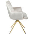 ARMLEHNSTUHL  Stoffauswahl, Sitzfläche 360° drehbar, automatische Rückholfunktion Samt  Goldfarben, Beige  - Beige/Goldfarben, Design, Textil/Metall (59/89.5/63cm) - Novel