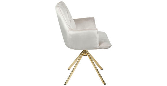 ARMLEHNSTUHL  Stoffauswahl, Sitzfläche 360° drehbar, automatische Rückholfunktion Samt  Goldfarben, Beige  - Beige/Goldfarben, Design, Textil/Metall (59/89.5/63cm) - Novel