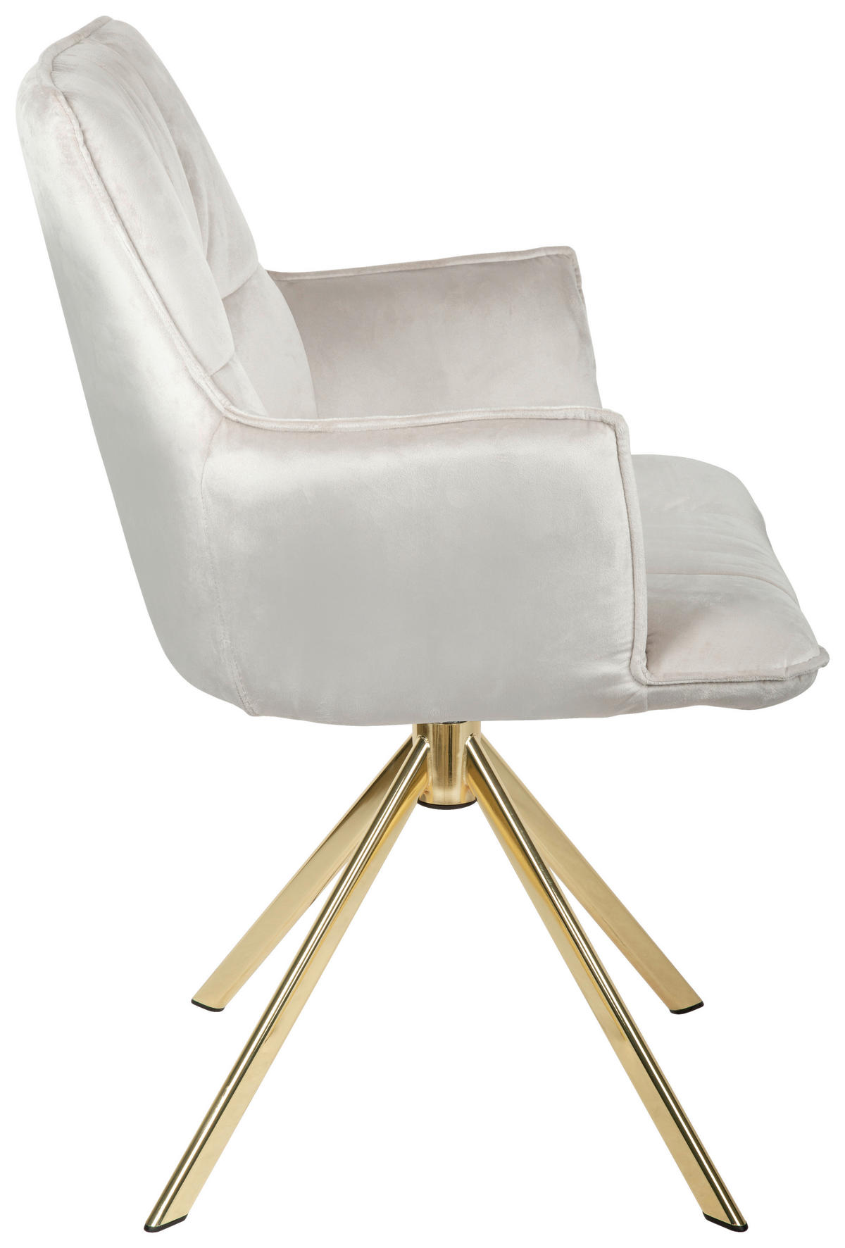 ARMLEHNSTUHL  in Edelstahl Samt  - Beige/Goldfarben, Design, Textil/Metall (59/89.5/63cm) - Novel