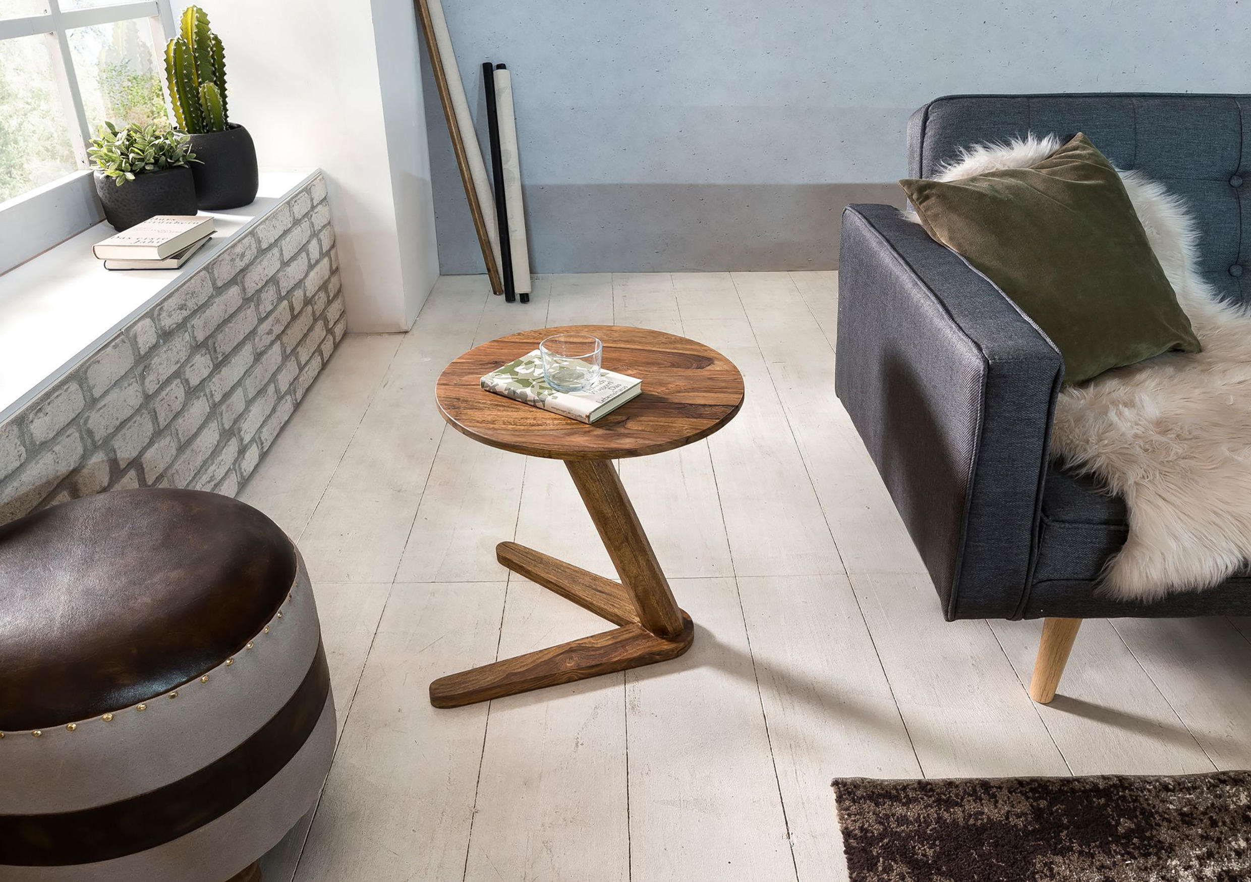 Beistelltisch "Boha" , 45/45/50 cm Sheesham massiv Sheeshamfarben - Sheeshamfarben, Design, Holz (45/45/50cm) - MID.YOU