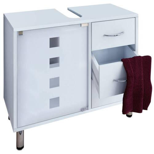 WASCHBECKENUNTERSCHRANK 67/57,5/29,5 cm  - Silberfarben/Weiß, KONVENTIONELL, Glas/Holzwerkstoff (67/57,5/29,5cm) - MID.YOU