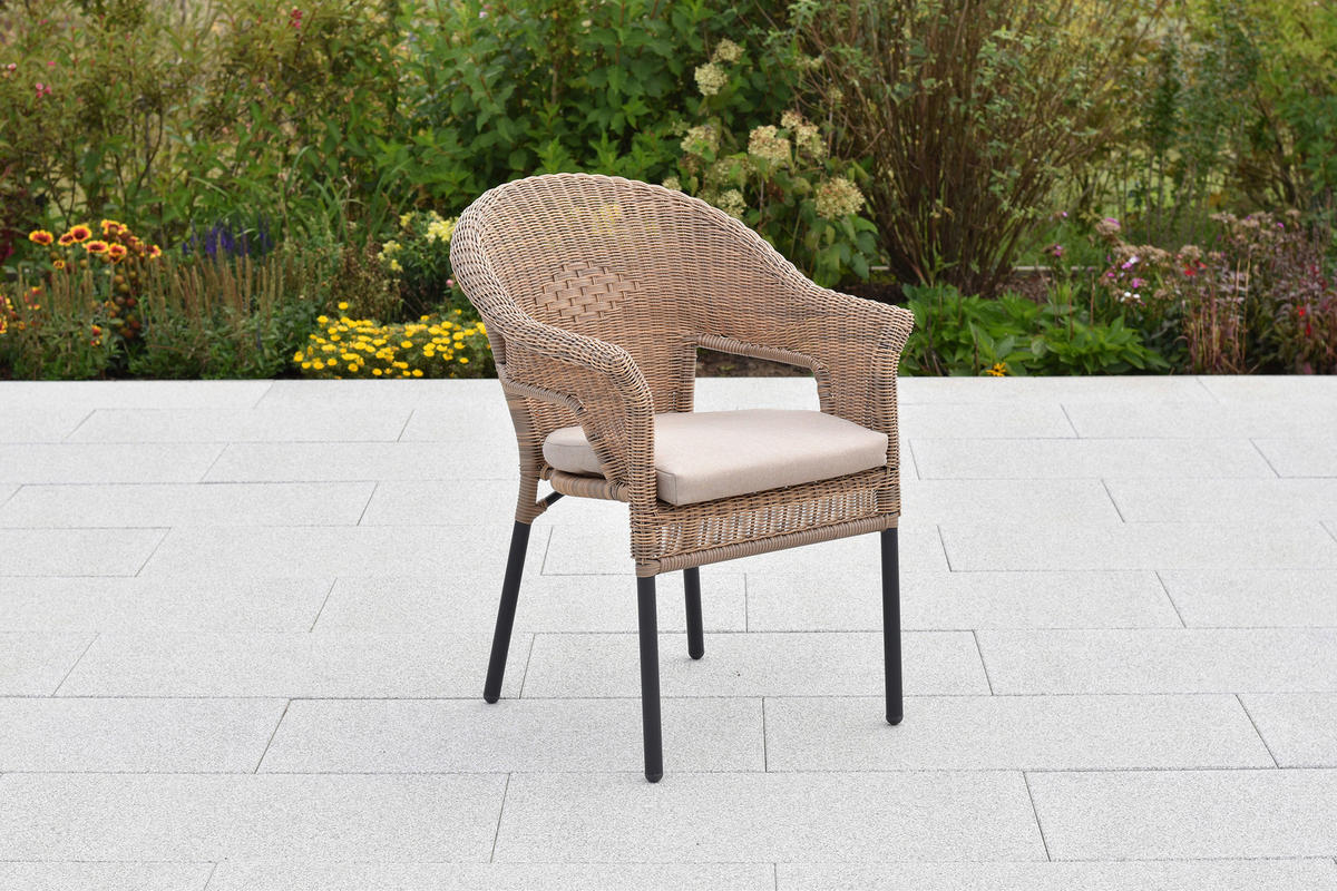 GARTENSET 5-teilig  - Graphitfarben/Naturfarben, MODERN, Kunststoff/Textil - Gardenson