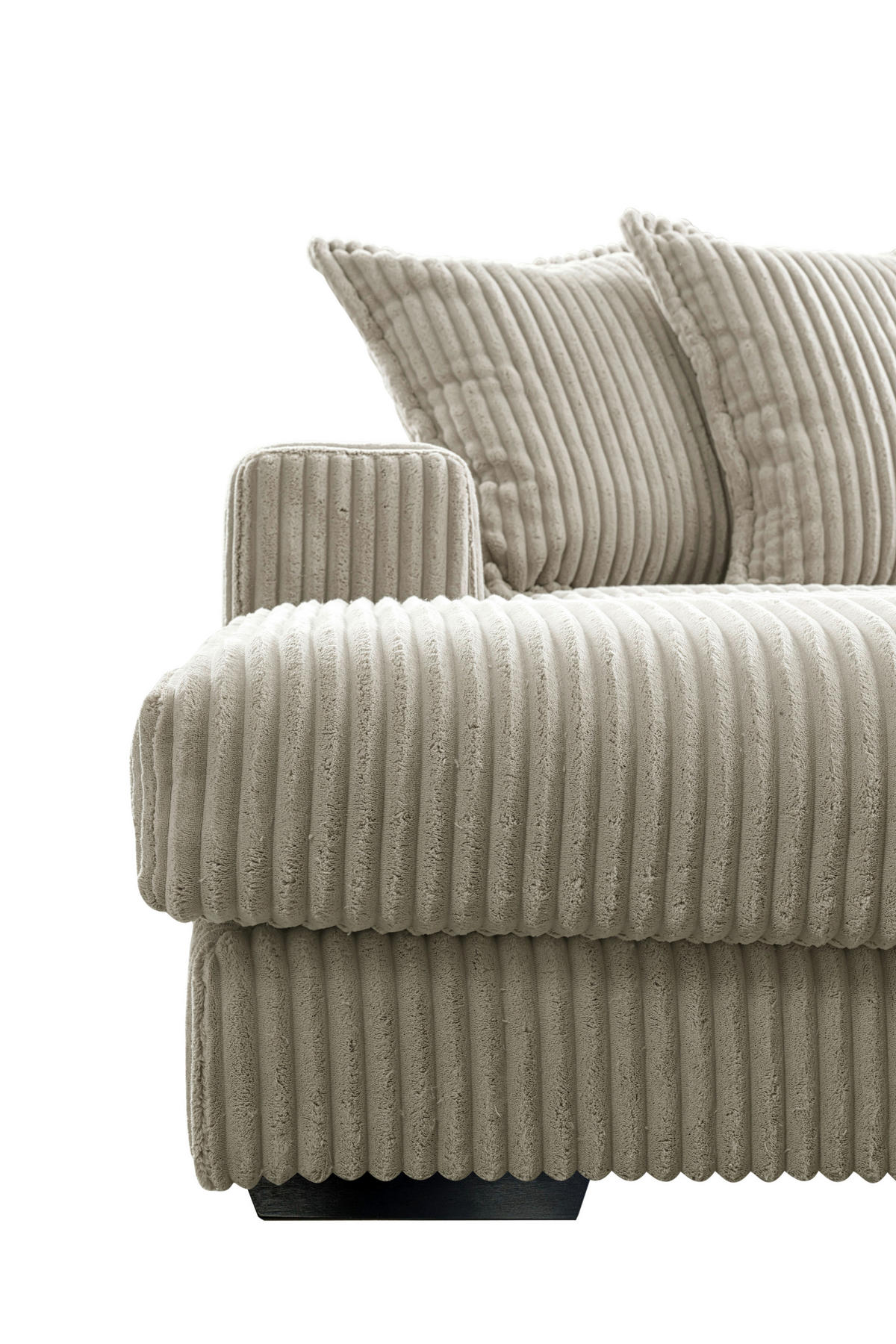 ECKSOFA FUNNY Hellgrau Cord  - Hellgrau/Schwarz, Basics, Kunststoff/Textil (285/195cm) - Livetastic