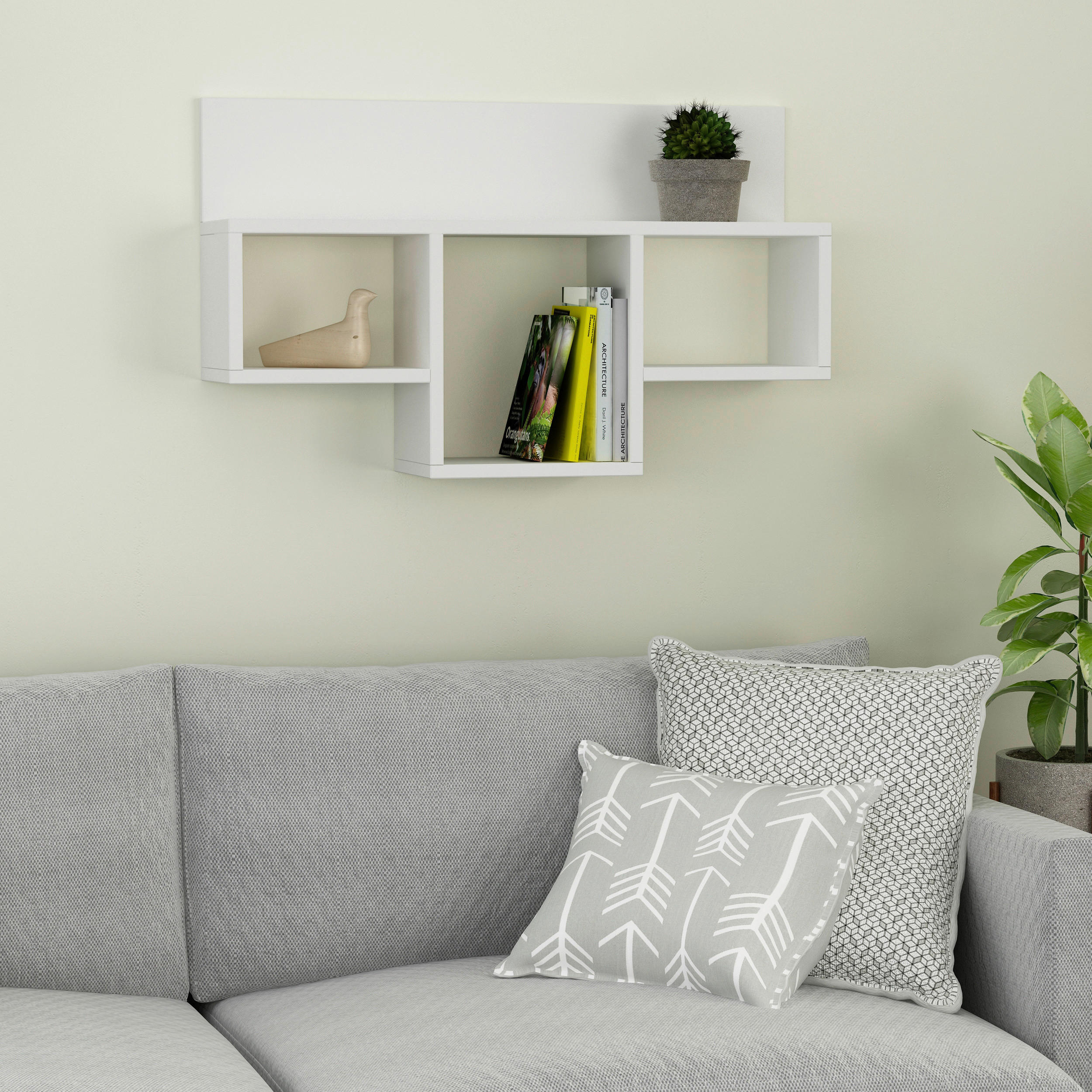 WANDBOARD in 80/49/20 cm Weiss  - Weiss, Design, Holzwerkstoff (80/49/20cm) - Livetastic