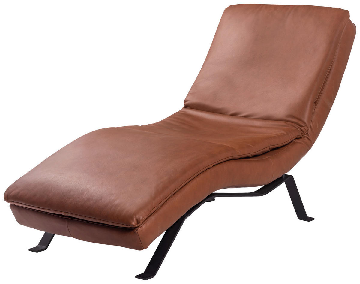 Șezlong in piele coniac  - coniac, piele (65/55-95/171cm) - Celina