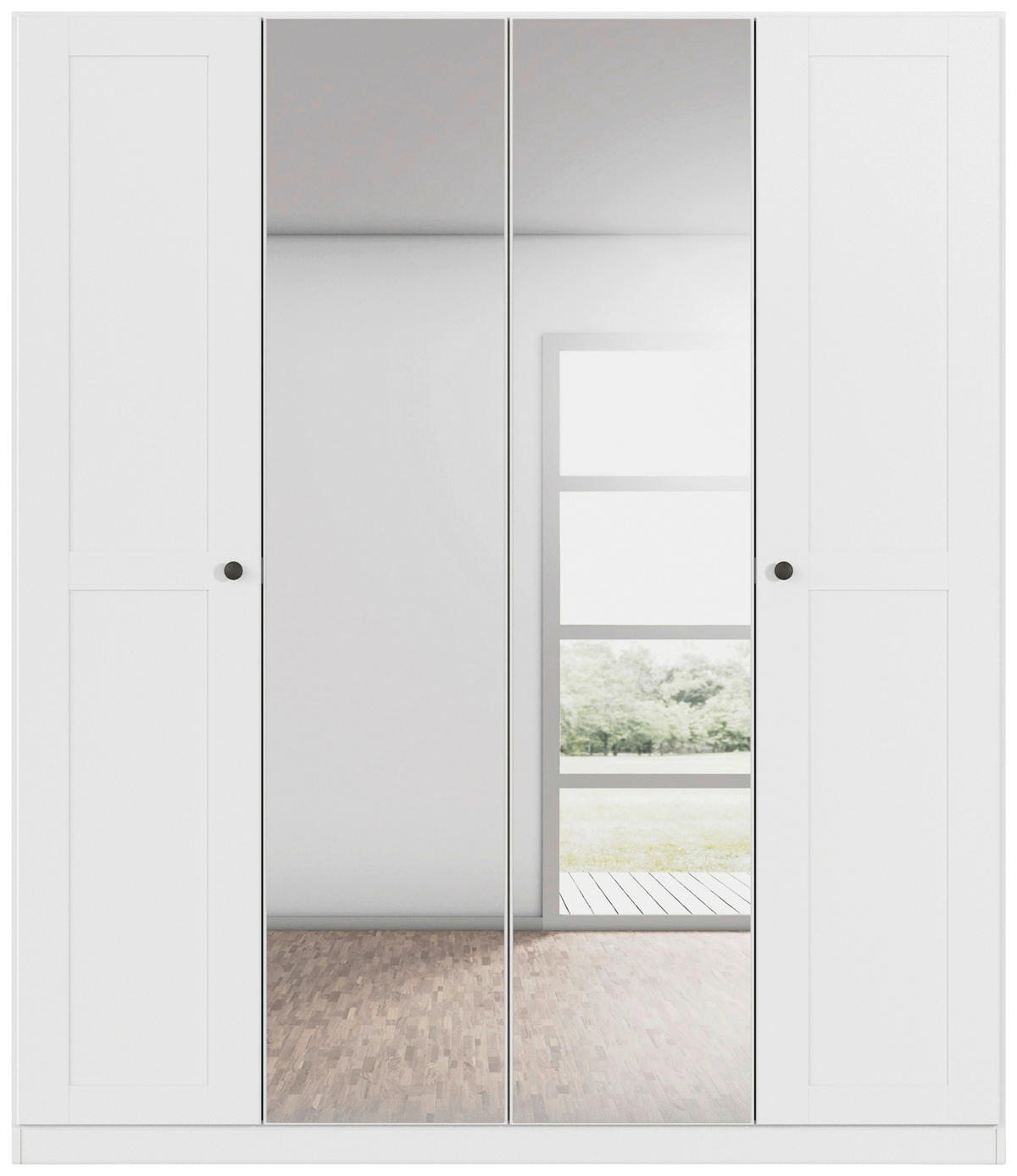 DREHTÜRENSCHRANK 181/210/54 cm,  in Weiß, 4-türig  - Schwarz/Weiß, KONVENTIONELL, Glas/Holzwerkstoff (181/210/54cm) - home24