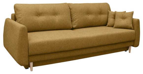 SCHLAFSOFA Webstoff Senfgelb  - Buchefarben/Senfgelb, KONVENTIONELL, Holz/Textil (220/90/95cm) - Carryhome