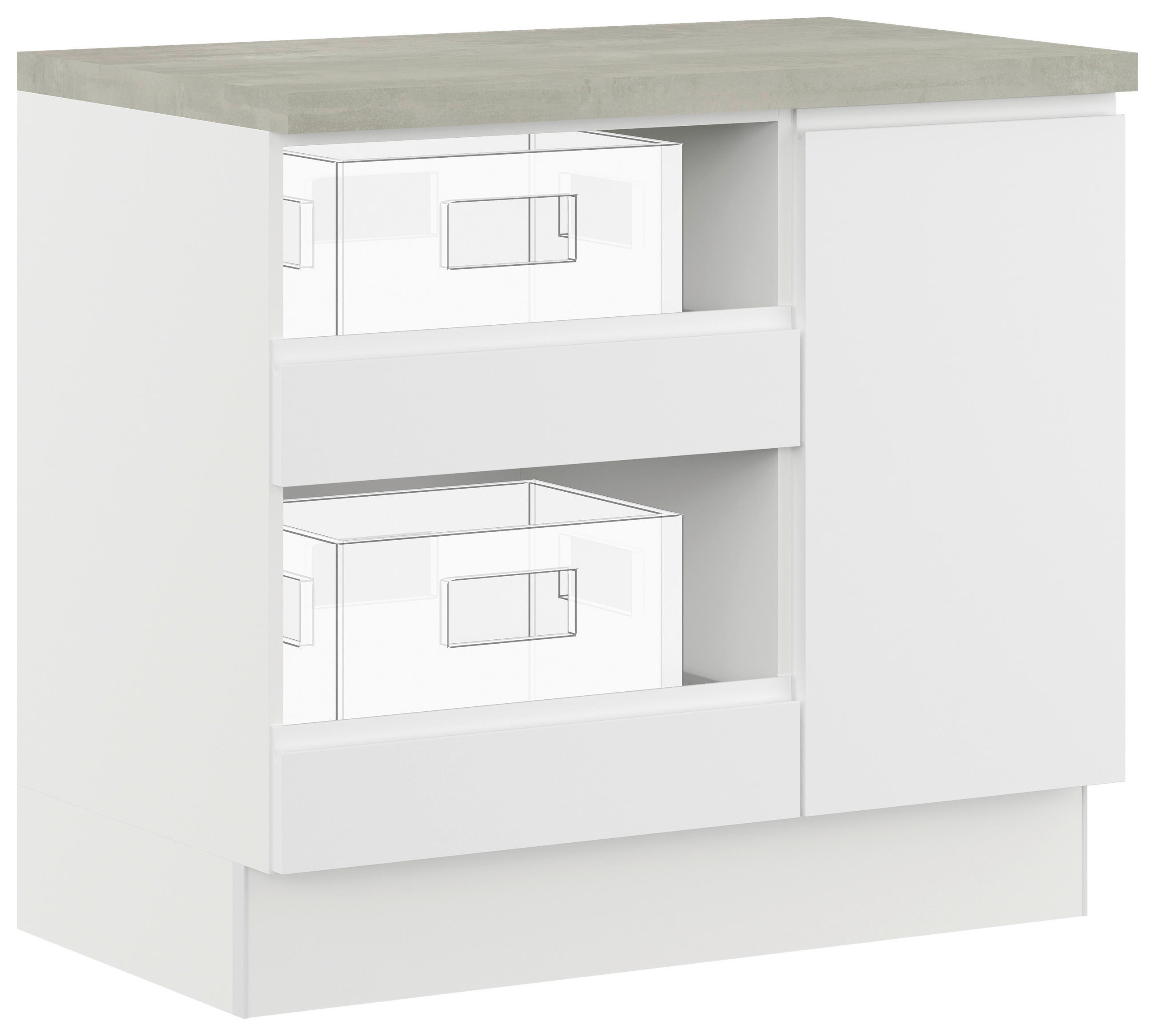 UNTERSCHRANK  - Weiss, Basics, Holzwerkstoff (100/91,8/58cm) - Impuls